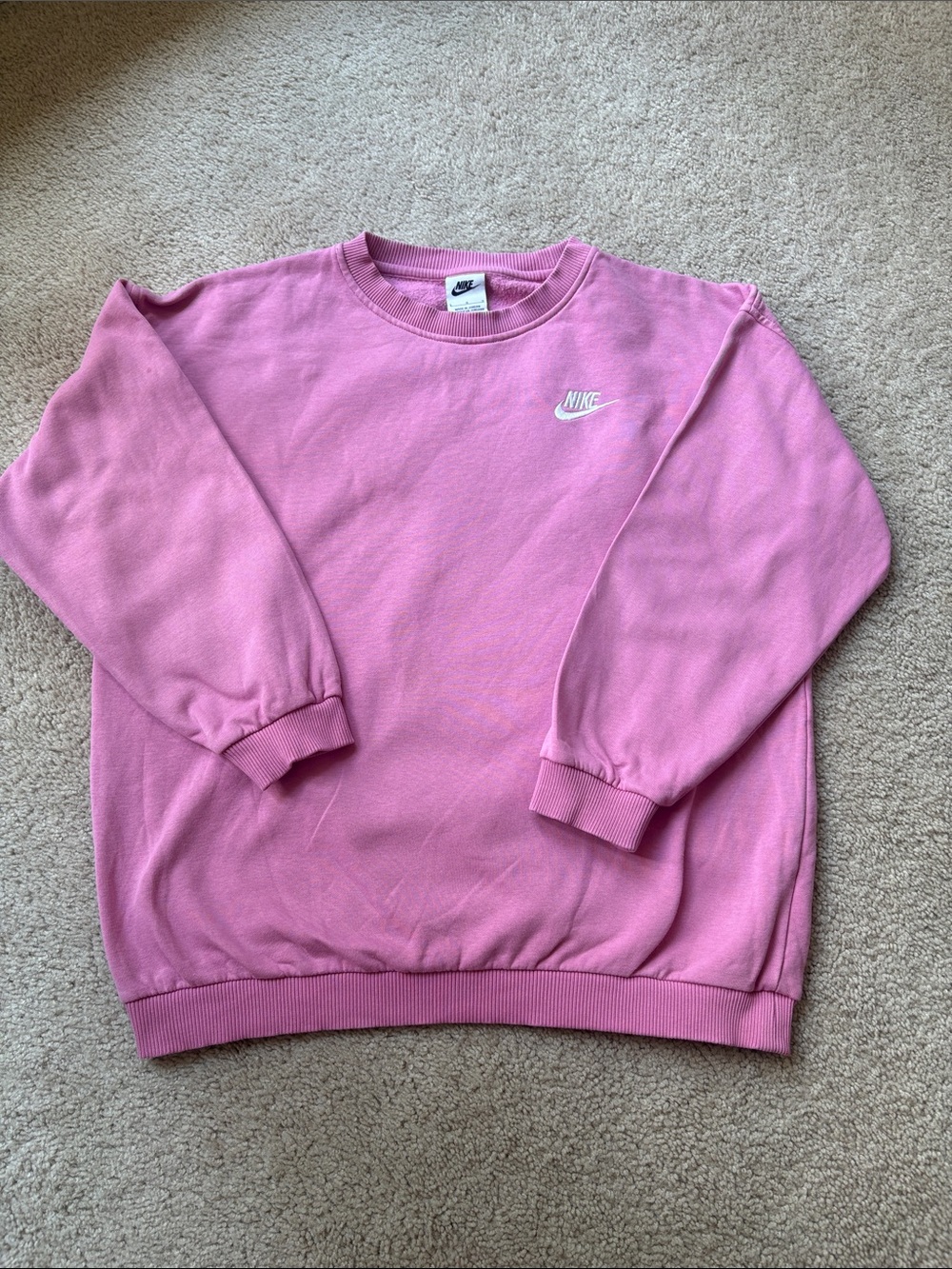 Nike Pink Pullover Sweatshirt with White Logo
